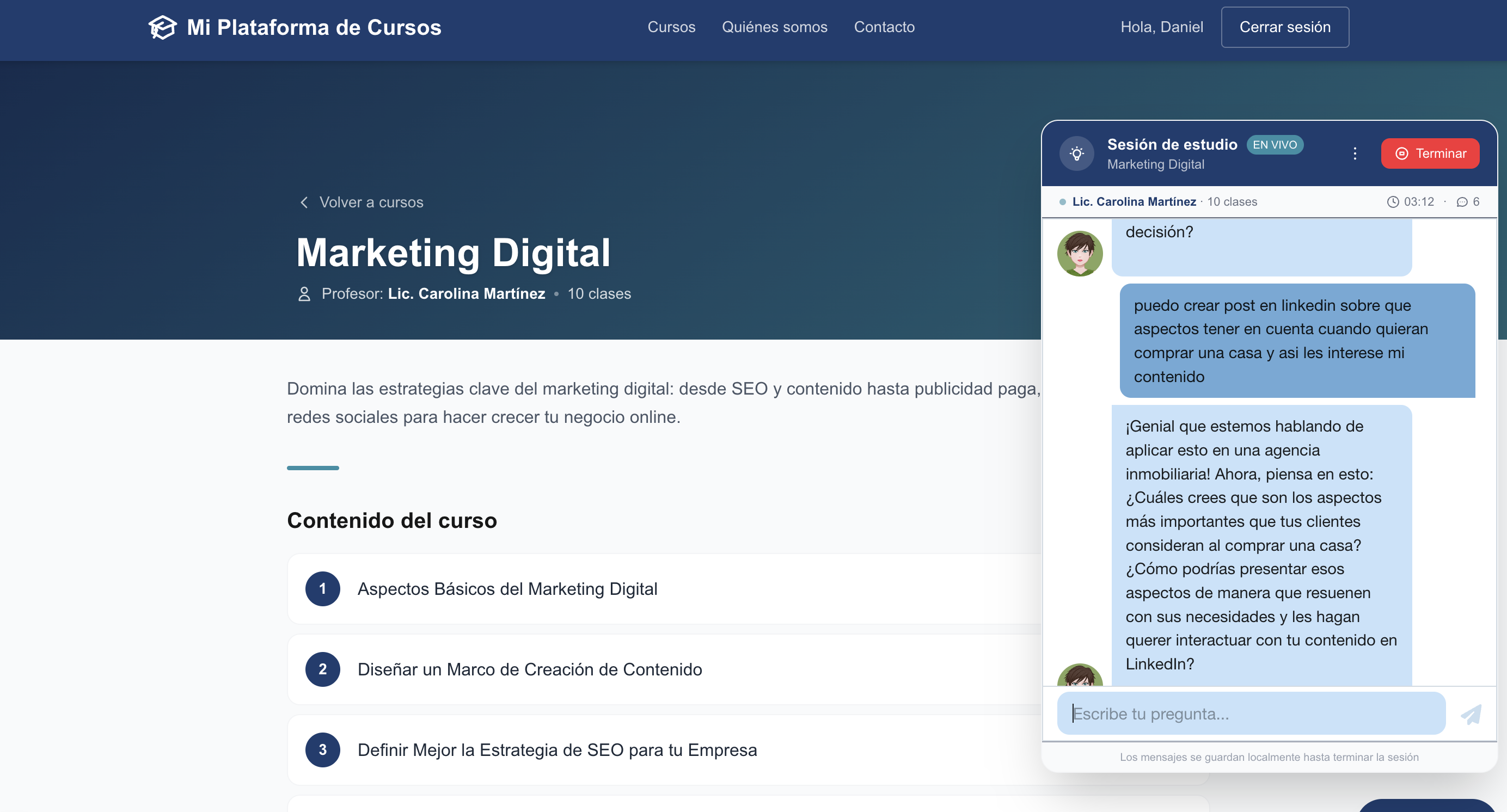 Práctica y comprensión de conceptos